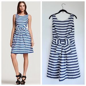 Kate Spade New York Jillian A-Line Bow Dress in Navy & White Stripe Size 2